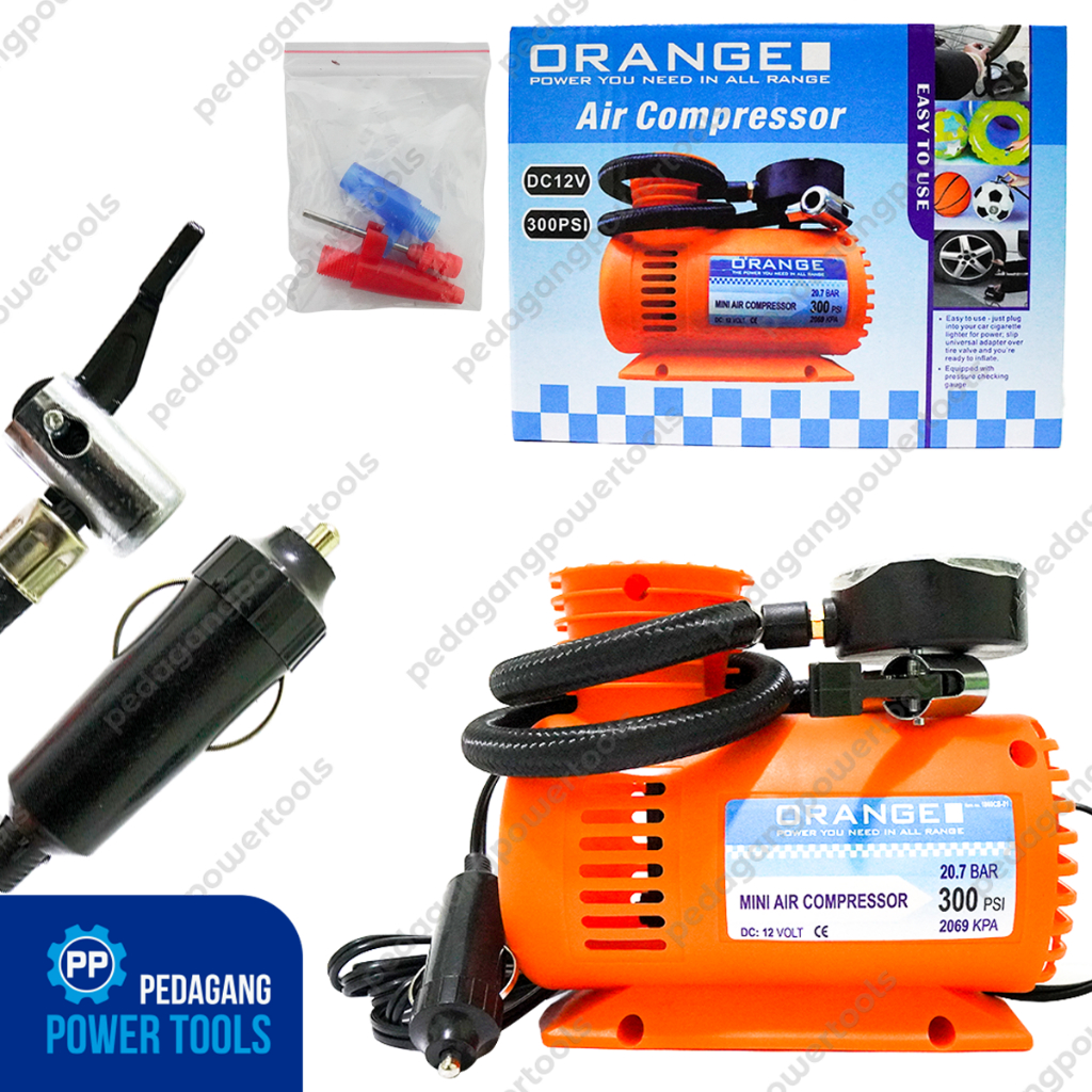 ORANGE MINI AIR COMPRESSOR DC 12V - MINI AIR COMPRESSOR - ปั๊มยาง