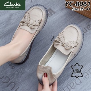 Clarks Yc-8061 รองเท้าหนัง ส้นแบน สําหรับผู้หญิง