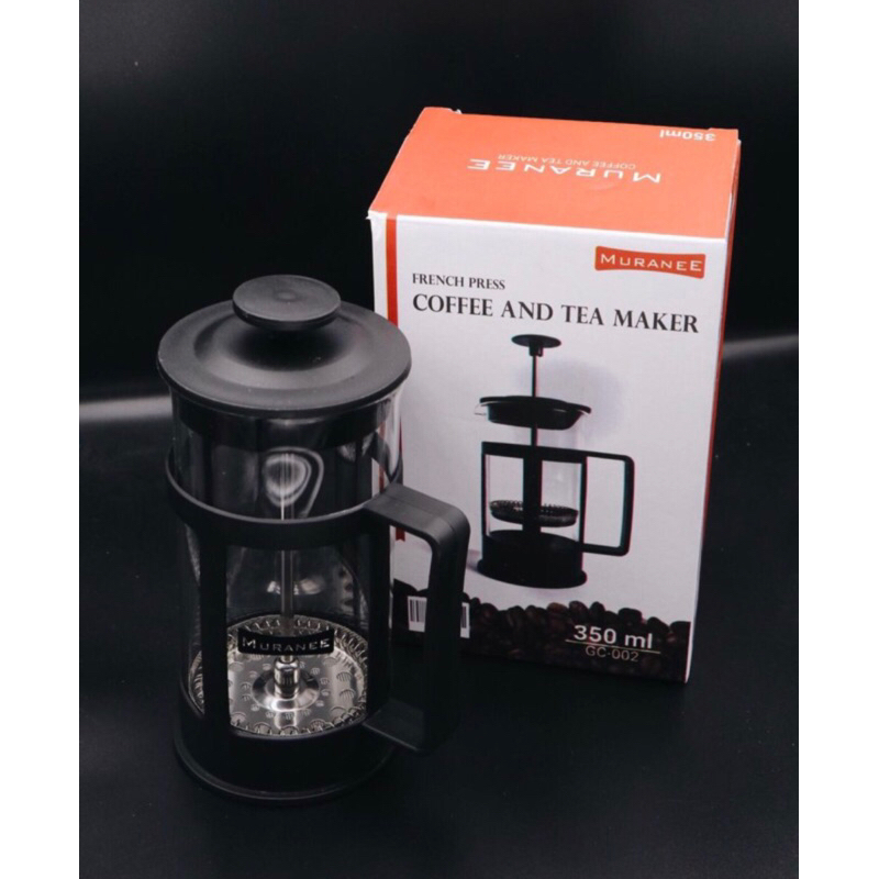 Muranee French Press 350ml แก้วพร้อมฝาปิดพลาสติกสําหรับเครื่องปั่นกาแฟและนม GC-002