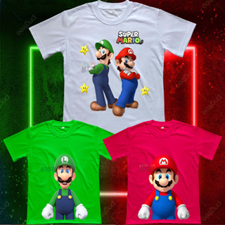 (ฟรีชื่อ) เสื้อยืดเด็ก ลายการ์ตูน "SUPER MARIO BROS" วัสดุผ้าฝ้ายพรีเมี่ยม UNISEX