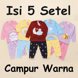 (ISI 5 SETEL) Setelan Anak & Bayi Piyama Tidur Colourfur Print Set / Baju Anak Anak Unisex 0 - 4 Tahun/ Baju Tidur Anak Bayi / Baju Anak Perempuan / Baju Anak Laki Laki Xiao Wei Baby & Kids Wear