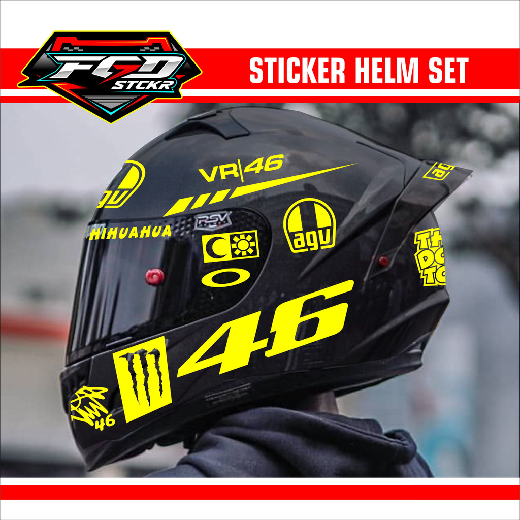 สติ๊กเกอร์หมวกกันน็อค - สติ๊กเกอร์ตัดชุด VR46 สําหรับหมวกกันน็อค