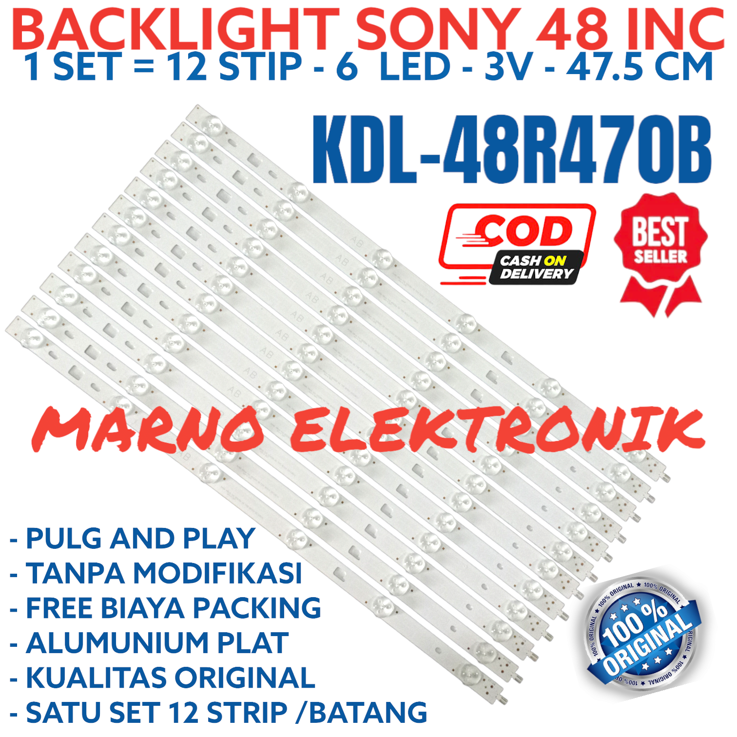 BACKLIGHT SONY 48IN 48R KDL48R470B KDL-48R470B KDL 48R470B 6K 3V 6LED LAMP