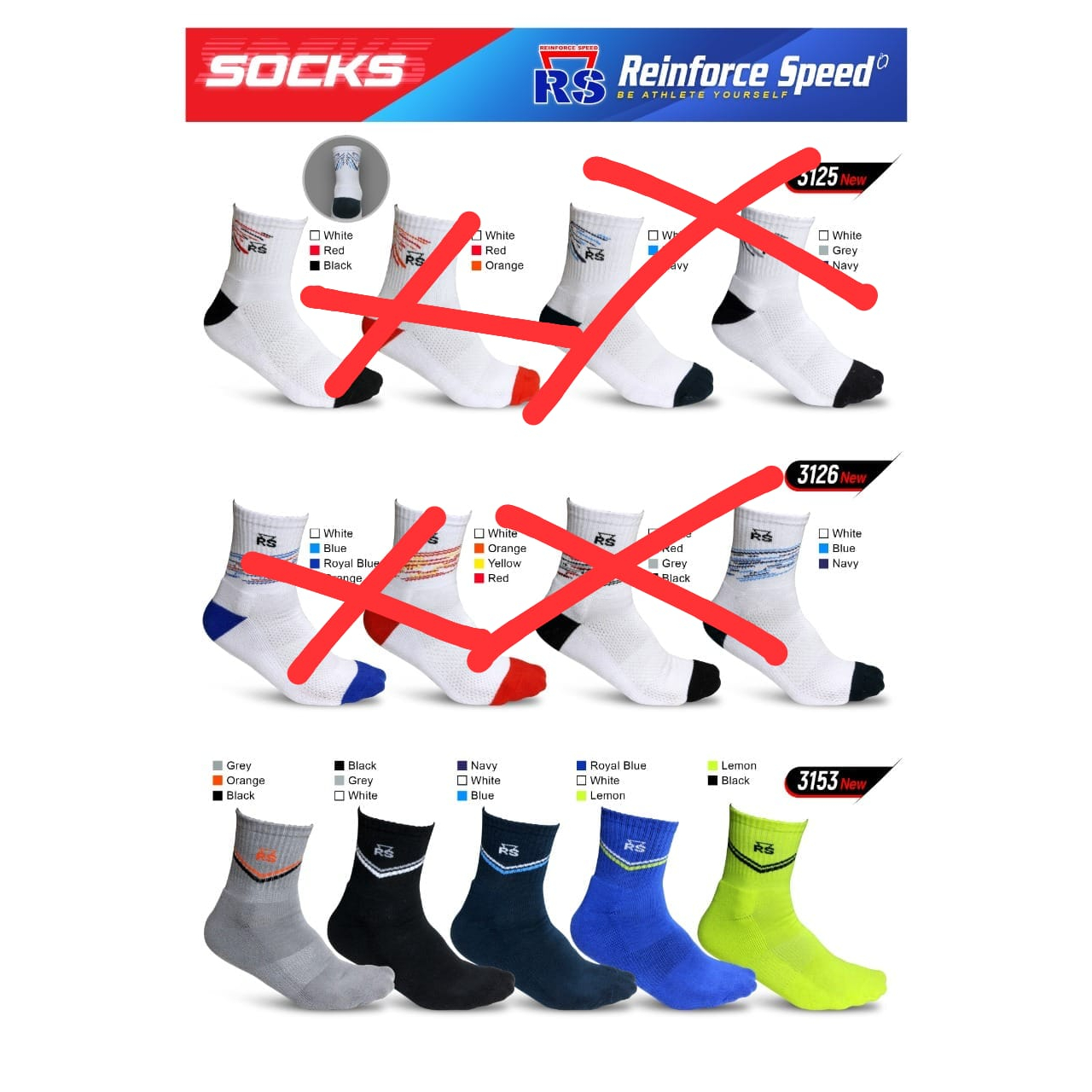 ถุงเท้าแบดมินตัน RS 3112N - 3112 N ต้นฉบับ