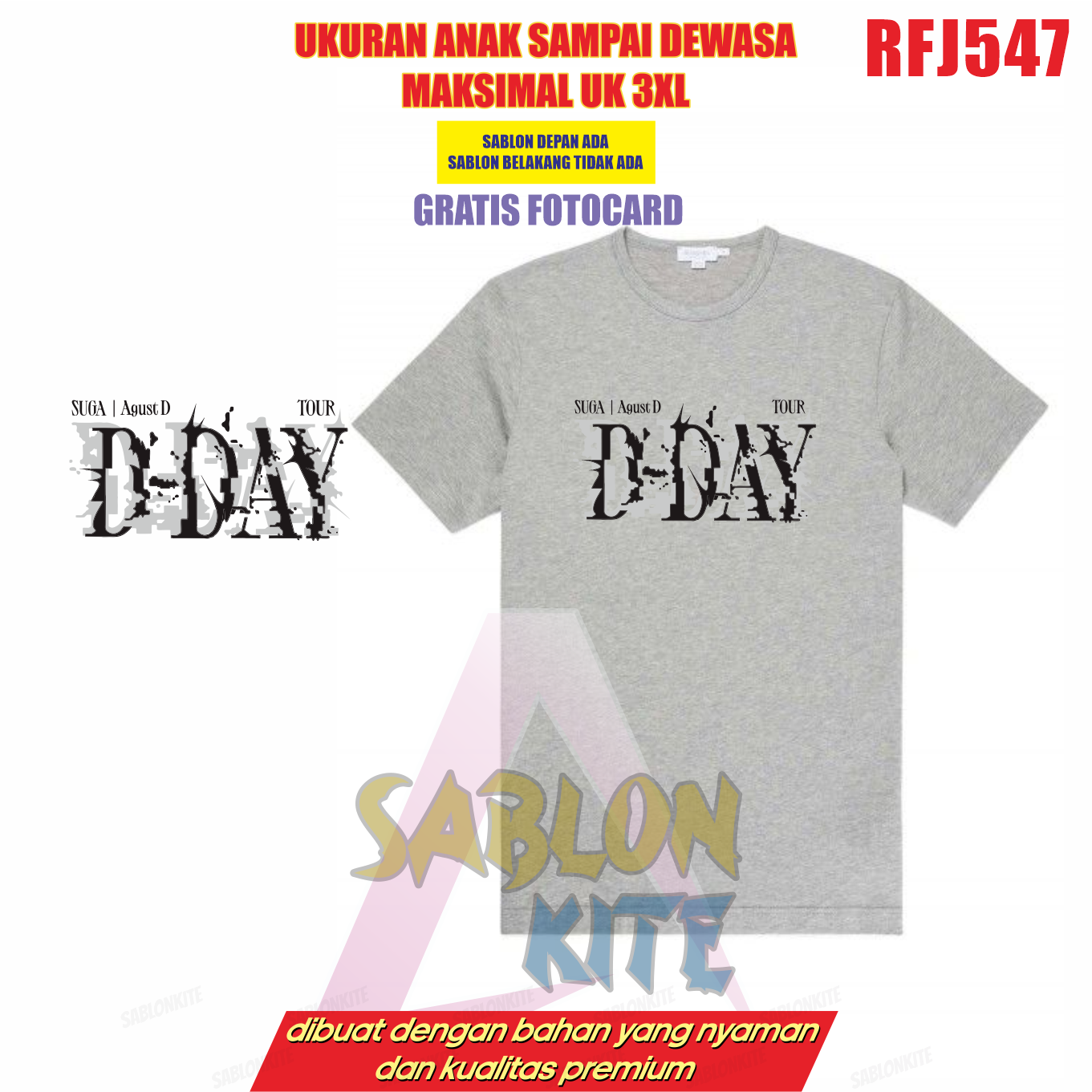 เสื้อยืด Photocard D-day Suga AgustD ฟรีพร้อม Yoongi เขียน RFJ547