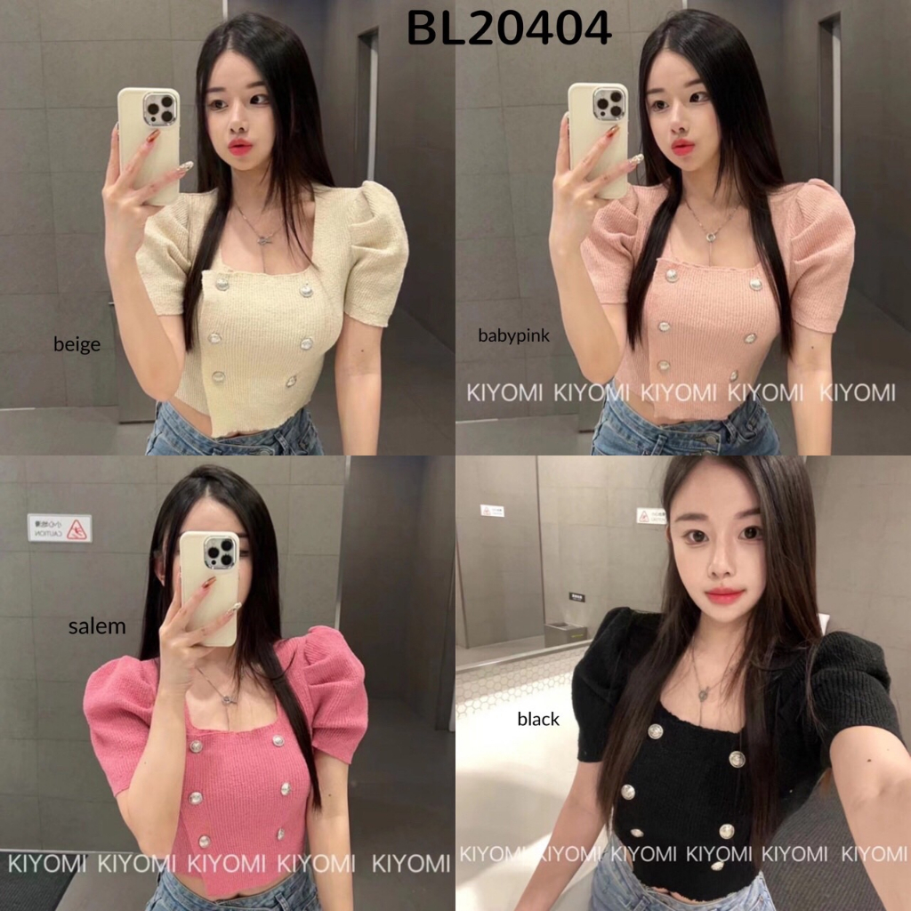 BL20404 Kiyomi หกปุ่มเสื้อถักพอง