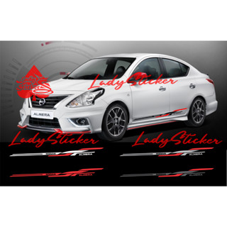 (LADY) สติกเกอร์ติดด้านข้างรถยนต์ ลาย NISSAN ALMERA