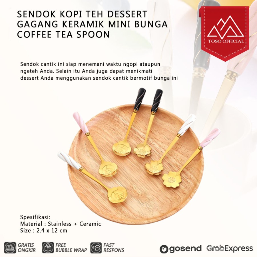 CERAMIC HANDLE COFFEE TEA DESSERT SPOON FLOWER SPOON COFFEE TEA SPOON