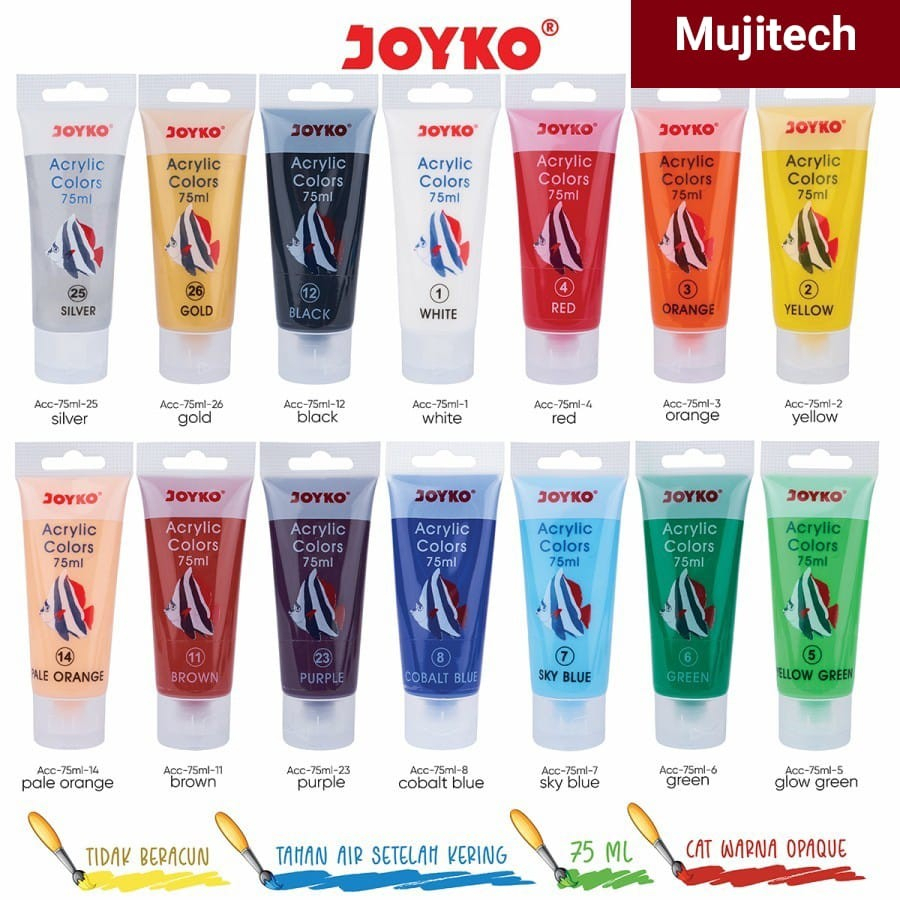 ACRYLIC COLORS PAINT 75ml JOYKO ACRYLIC PAINT สําหรับวาดภาพและรูปภาพ