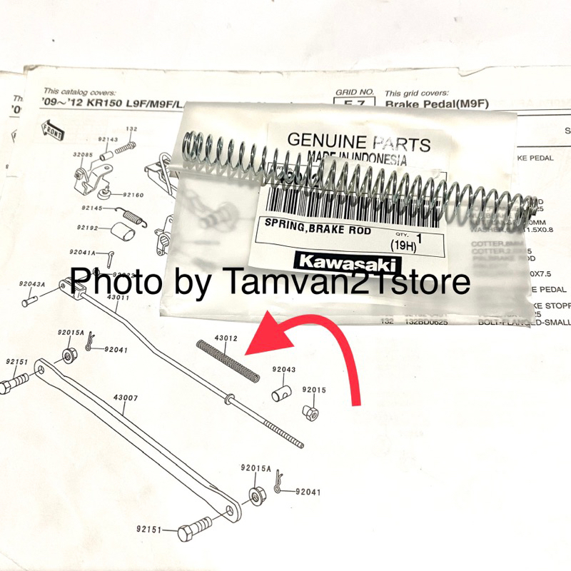 REAR DRUM SPRING NINJA R NINJA M KIS ORIGINAL 43012-001 (7.5G)