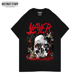 เสื้อยืด แขนสั้น พิมพ์ลายโลโก้กะโหลก South of heaven slayer โลหะ สําหรับผู้หญิง