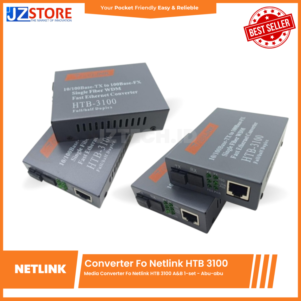 Media Converter Fo Netlink HTB 3100 A&B 1 ชุด - สีเทา