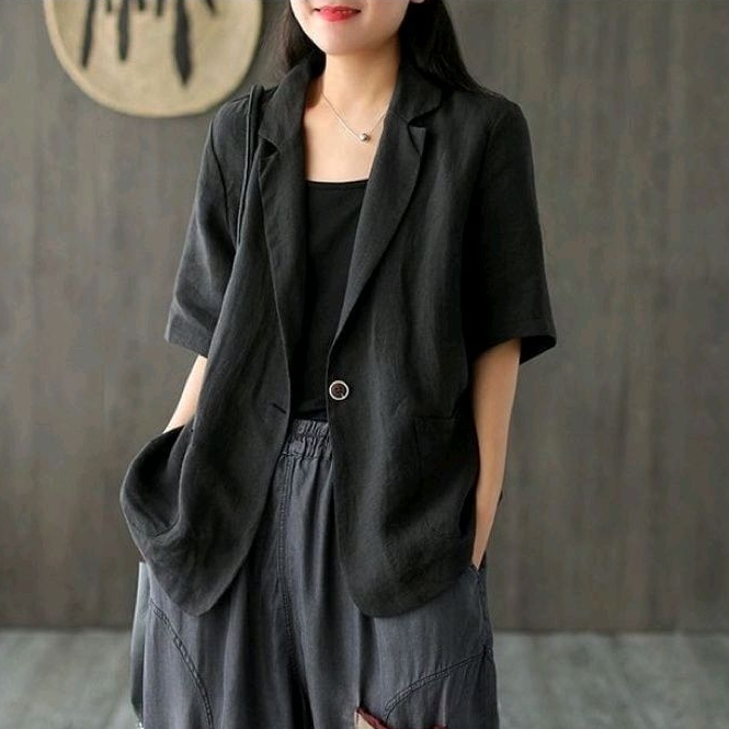 Kemeja Ds - Nancy Narnia Blazer / Silvia Linen Blazer Women& 39;s Work Shirt Tops Korean Style Outfi