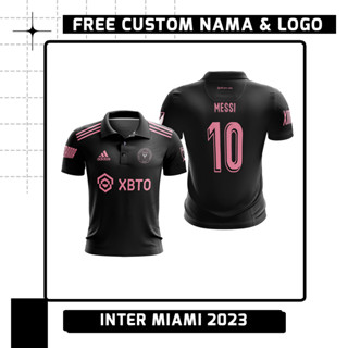 เสื้อโปโลแขนสั้น ลายทีมชาติฟุตบอล Miami 2023 Inter Miami ชุดเหย้า