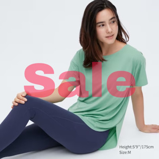 Uniqlo เสื้อยืดยาว คอเรือ ไร้รอยต่อ สําหรับผู้หญิง