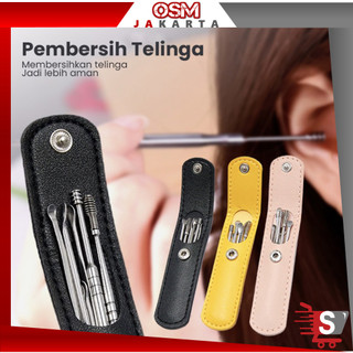 OSM JKT 5871 Set Paket Pembersih Kotoran Telinga Stainless Steel / Alat Pembersih Telinga Korek Kuping Ear Wax 6In1 / Set Earpick
