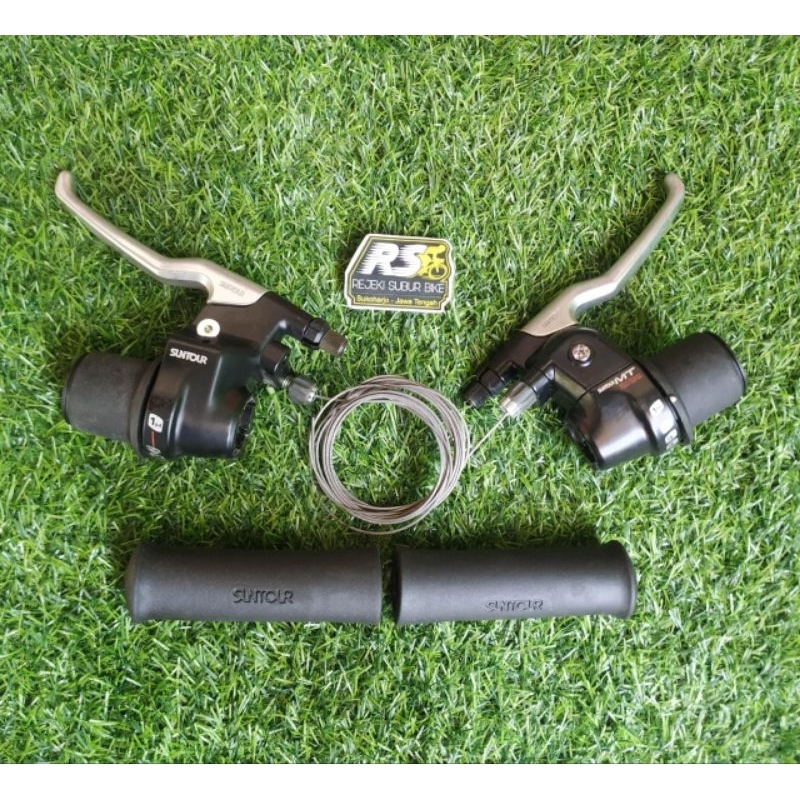 Shifter 3 x 7 speed Suntour + ปลอกแฮนด์ original japan MTB จักรยาน seli Gas รุ่น Vintage federal