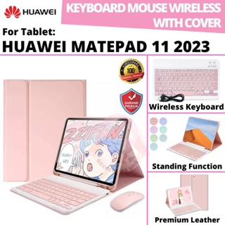 Huawei Matepad 11 2023 ปกหนังสือ หนัง พลิกเคส คีย์บอร์ด เมาส์บลูทูธไร้สาย ปลอกคลิกเงียบ เคสหนัง