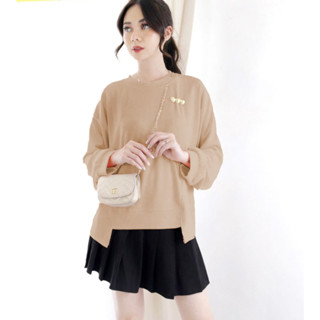 As FASHION-LA 564-JUMBO เสื้อเบลาส์ แขนสั้น สีฟ้า สําหรับผู้หญิง