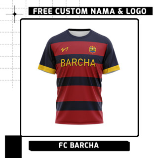 เสื้อกีฬาแขนสั้น ลายทีมชาติฟุตบอล Fc Barcha Ver สีฟ้า สําหรับผู้ชาย