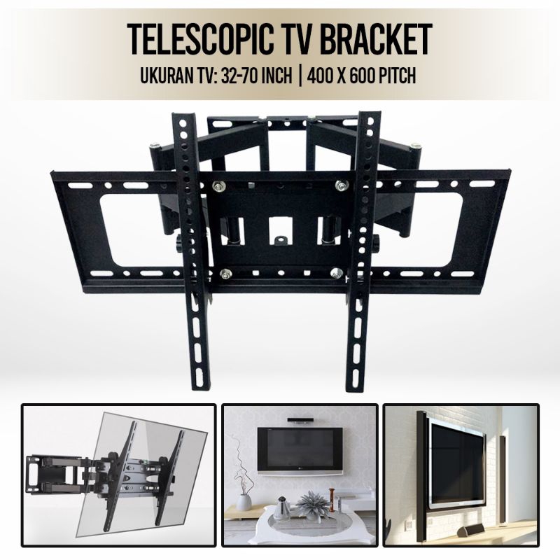 GS8 Telescopic TV Bracket 600 x 400 Pitch 32-70 32 60 42 43 55 40 60 นิ้วสไลด์สูงสุด 45 กก.HB-502 Te
