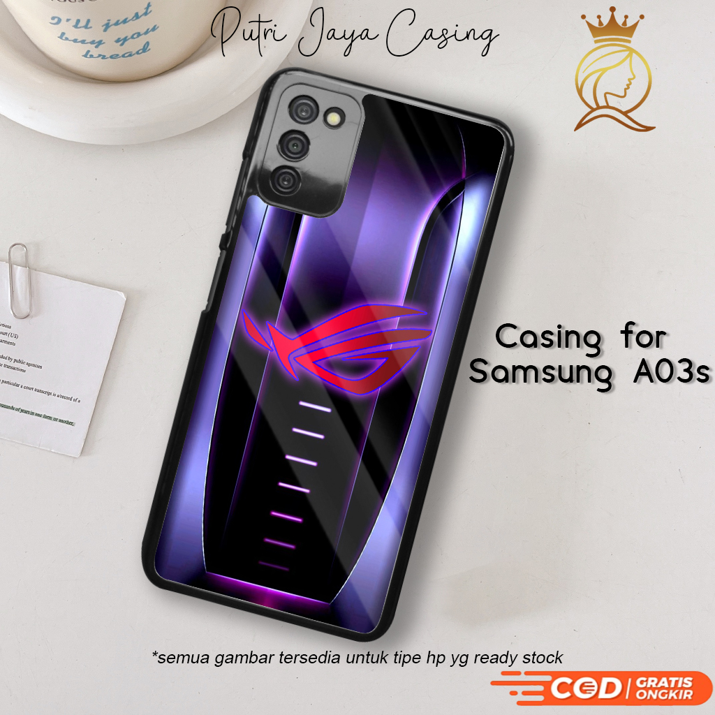 HP Samsung A03s Aesthetic Motif 06 ROG เคสโทรศัพท์ล่าสุดหรูหราน่ารัก Cool Plain Wavy Wave สายคล้องน่