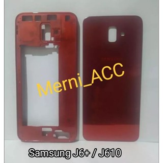 Kesing Cessing Hausing Fullset Samsung J6 + Samsung J6 Plus J610 ฝาครอบด้านหลัง + ฝาครอบเครื่องยนต์กระดูก Bazzel