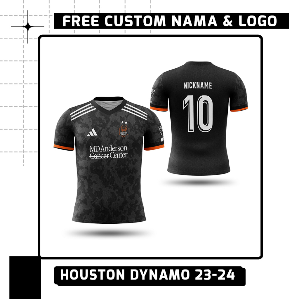 Houston Dynamo Fc 23-24 Away Home Custom Football Club Vneck Jersey เสื้อยืด