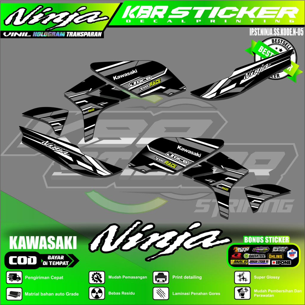 Ninja SS striping STICKER NINJA SS รถจักรยานยนต ์ KAWASAKI สติ ๊ กเกอร ์ รถจักรยานยนต ์ Variation Racing KBR STICKER N-05
