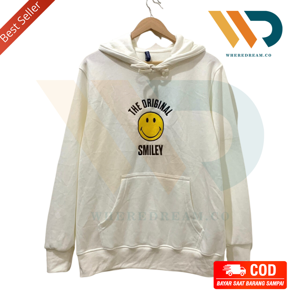 Hoodie HNM THE SMILEY เสื้อแจ็คเก็ตสีขาว HNM SWETER HM UNISEX ผู้ชายผู้หญิง HOODIE HNM SWEATSHIRT เส