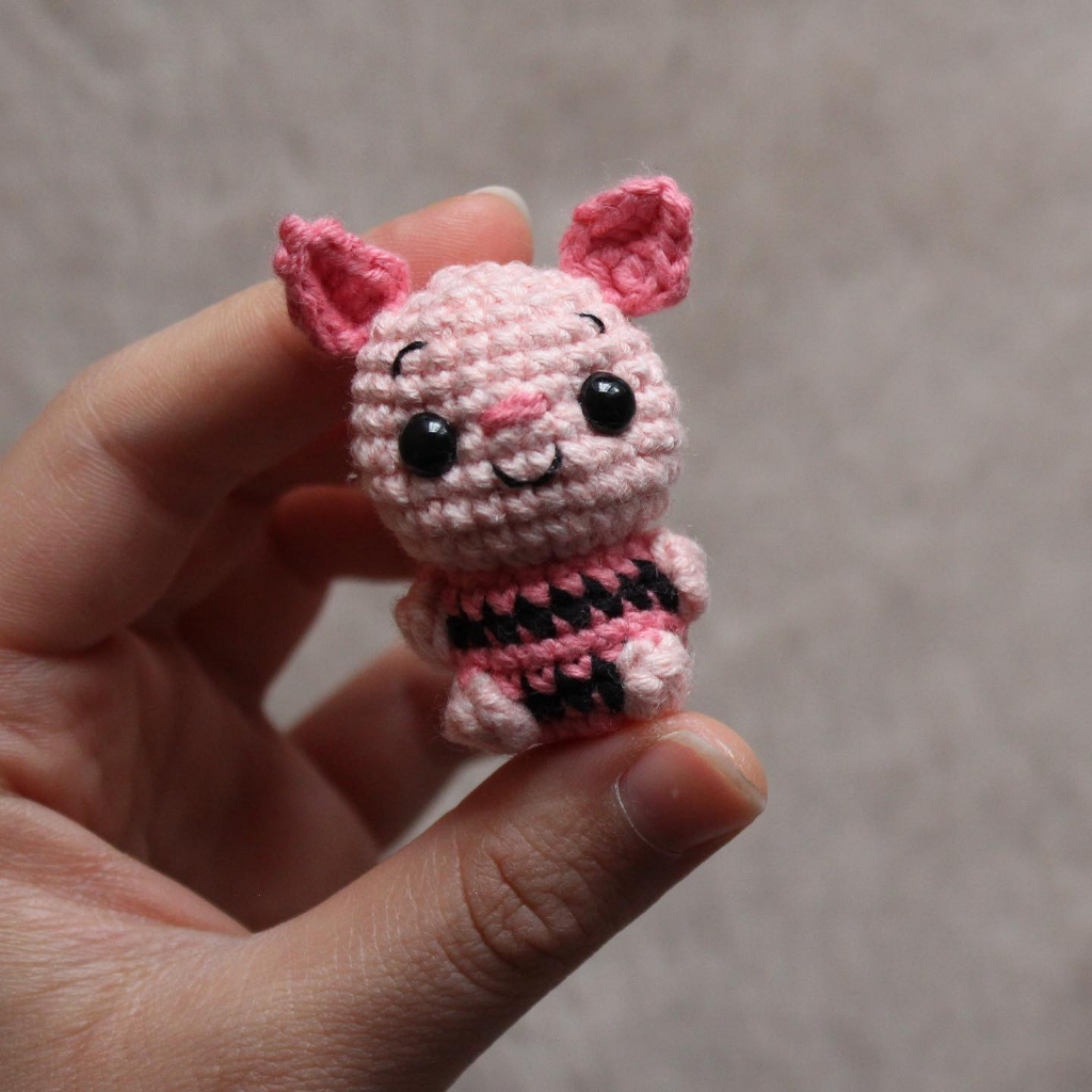 GANTUNGAN Amigurumi พวงกุญแจ/พวงกุญแจตัวละคร [PIGLET/PIGLET]