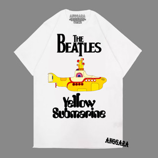 เสื้อยืด พิมพ์ลายวง The beatles สีเหลือง