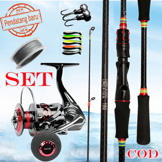 HAIYI FISHING Spinning Fishing Rod Metal Spool Spining Fishing Reel Set Pancing 1.65M/1.8M/2.1M Max Drag 5kg Crabon Rod 5.0:1 Metal Spool ReelJoran Pancing
