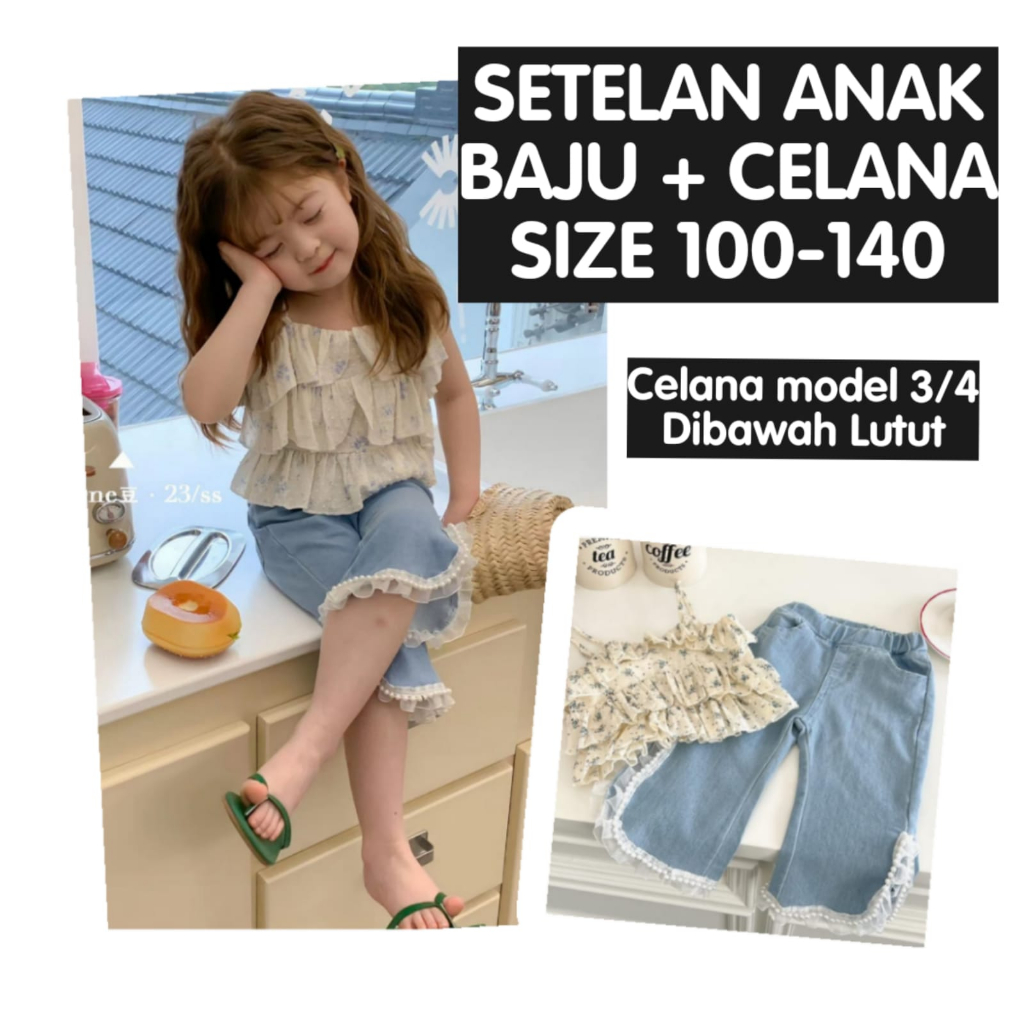 (LOLI-JKT) BS- 476 GIRLS SET T-BEN PANTS 3/4 SIZE 100-140