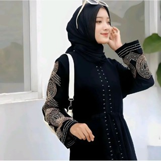 Abaya Basic Black Syari Turkey เกมล่าสุด Gamis tafasha เกมเย็บปักถักร้อย แบบพื้นฐาน