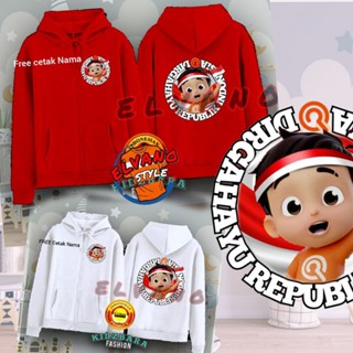 เสื้อกันหนาว มีฮู้ด มีซิป ลาย RIKO THE SERIES INDONESIA สําหรับเด็ก