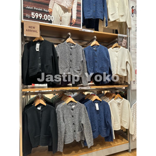 UNIQLO เสื้อแจ็กเก็ตสั้น ผ้าถัก สําหรับผู้หญิง