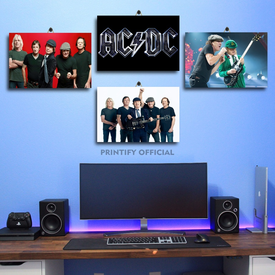 วง AC/DC 20X30 DECORATIONS | สินค้า PRINTIFY| ACDC BAND GAMING ROOM DISPLAY | กรอบรูปแบบแท่ง | ANIME