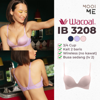 Wacoal Mood IB 3208bra 3/4 Cup Wireless (ไร้สาย) โฟมขนาดกลาง สําเนียงลูกไม้ (ลูกไม้)