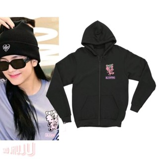 Jisoo ZIPPER เสื้อแจ็กเก็ต มีฮู้ด พิมพ์ลายโลโก้ BP x Ferd Bpink Char (พิมพ์สกรีนหน้าเท่านั้น)