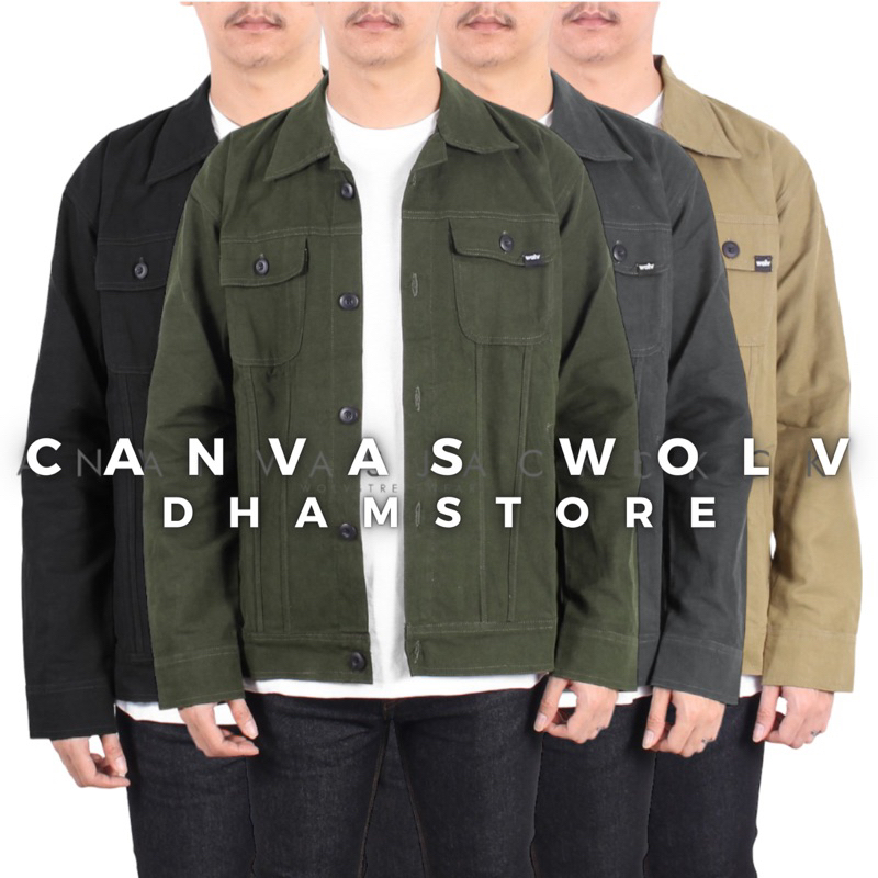 WOLV ORIGINAL Canvas Jacket เสื้อแจ็คเก็ตผู้ชาย Distro Jacket