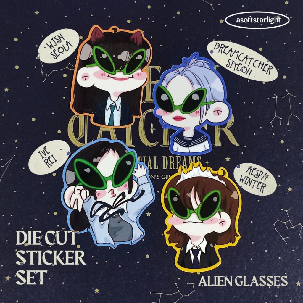 Kpop Girls Alien Glasses Seola Rei Winter Siyeon Diecut สติกเกอร์