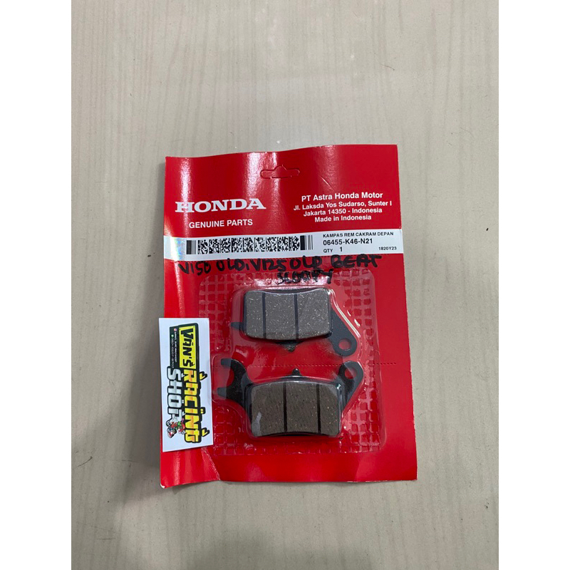 ชุดแผ่นรองดิสเบรคหน้า Honda Original (Beat, scoopy, vario) 06455-kvb-T01