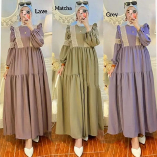 Gamis TERBARU OLIVIA DRESS BO Material CRINKLE AIRFLOW MIX Lace SIZE M L XL XXL FRIENDLY GAMIS Women JUMBO OVERSIZE ล่าสุด MODEL POLOS Color DUSTY LAVE DRESS Women KOREAN STYLE SIMPLE Elegant MUSLIM Clothing Women Contemporary Luxury