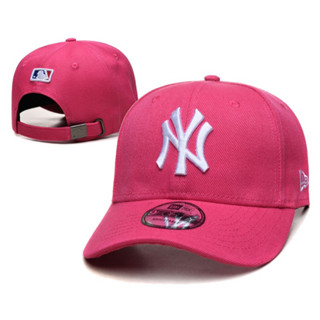 หมวกเบสบอล ปักลายโลโก้ New York Yankees สีชมพู