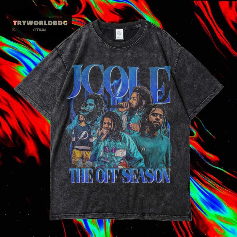 TRYWORLDG เสื้อยืด OVERSIZED OFFICIAL "J COLE" | เสื้อยืด WASHED | ล้างหิน | เสื้อยืด OVERSIZED | J 