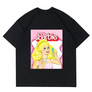 เสื้อยืด พิมพ์ลาย HITAM Barbie PRETTY | เสื้อยืด ลายการ์ตูนบาร์บี้ | เสื้อยืด ขนาดใหญ่ สีดํา