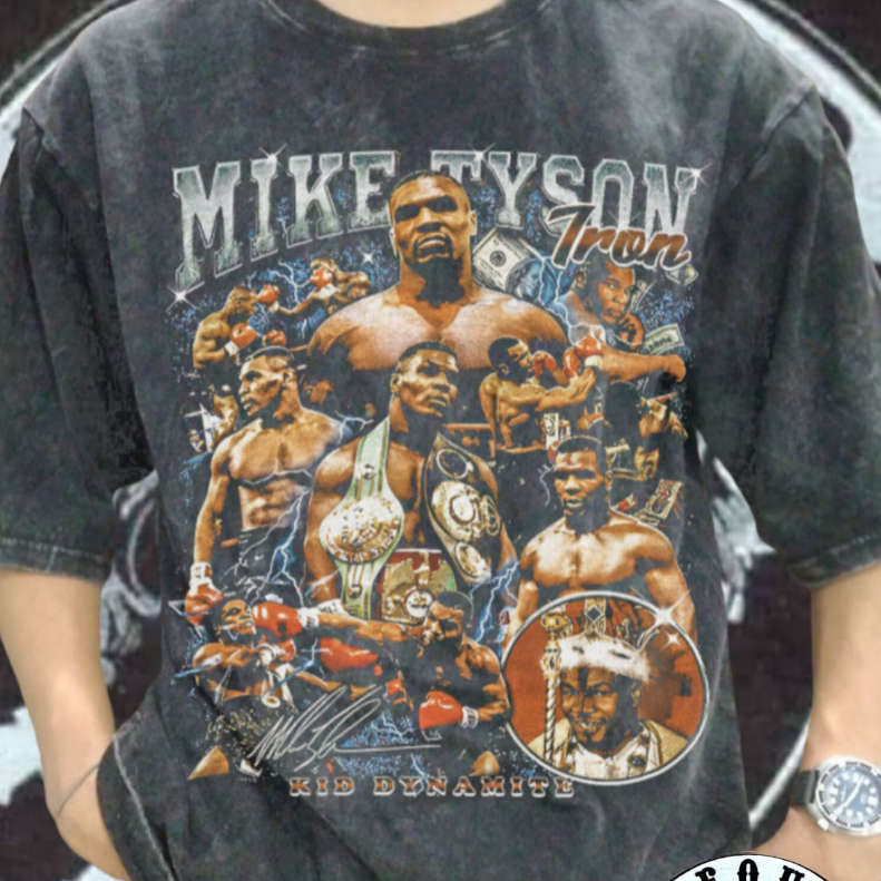 MIKE TYSON BOOTLEG เสื้อยืดวินเทจ | MIKE TYSON OVERSIZED WASH RAP TEE | เสื้อยืดย้อนยุค BULLTUP OVER