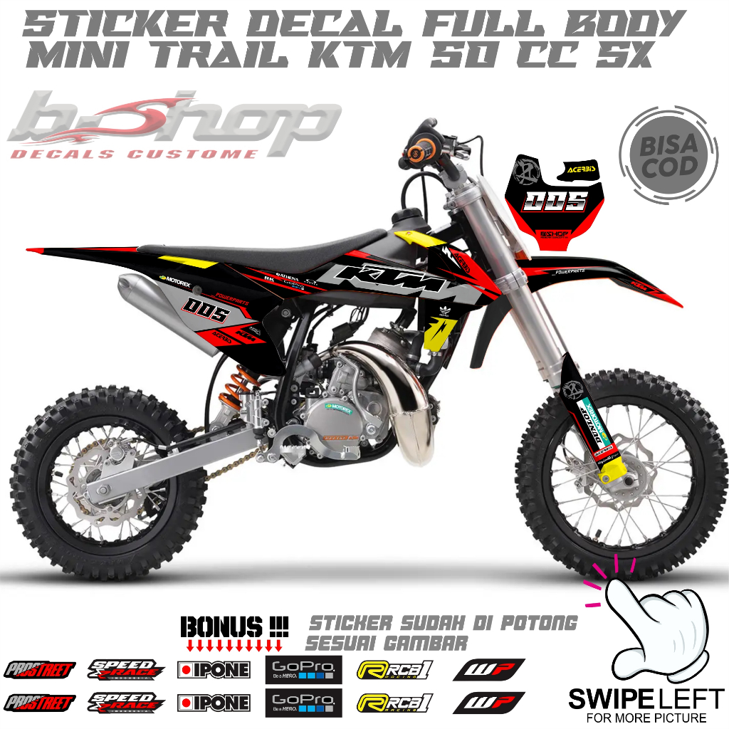 สติกเกอร์รูปลอก แบบเต็มตัว ลายเส้น สําหรับ trail ktm 50 sx motif 005 Variation Free custome