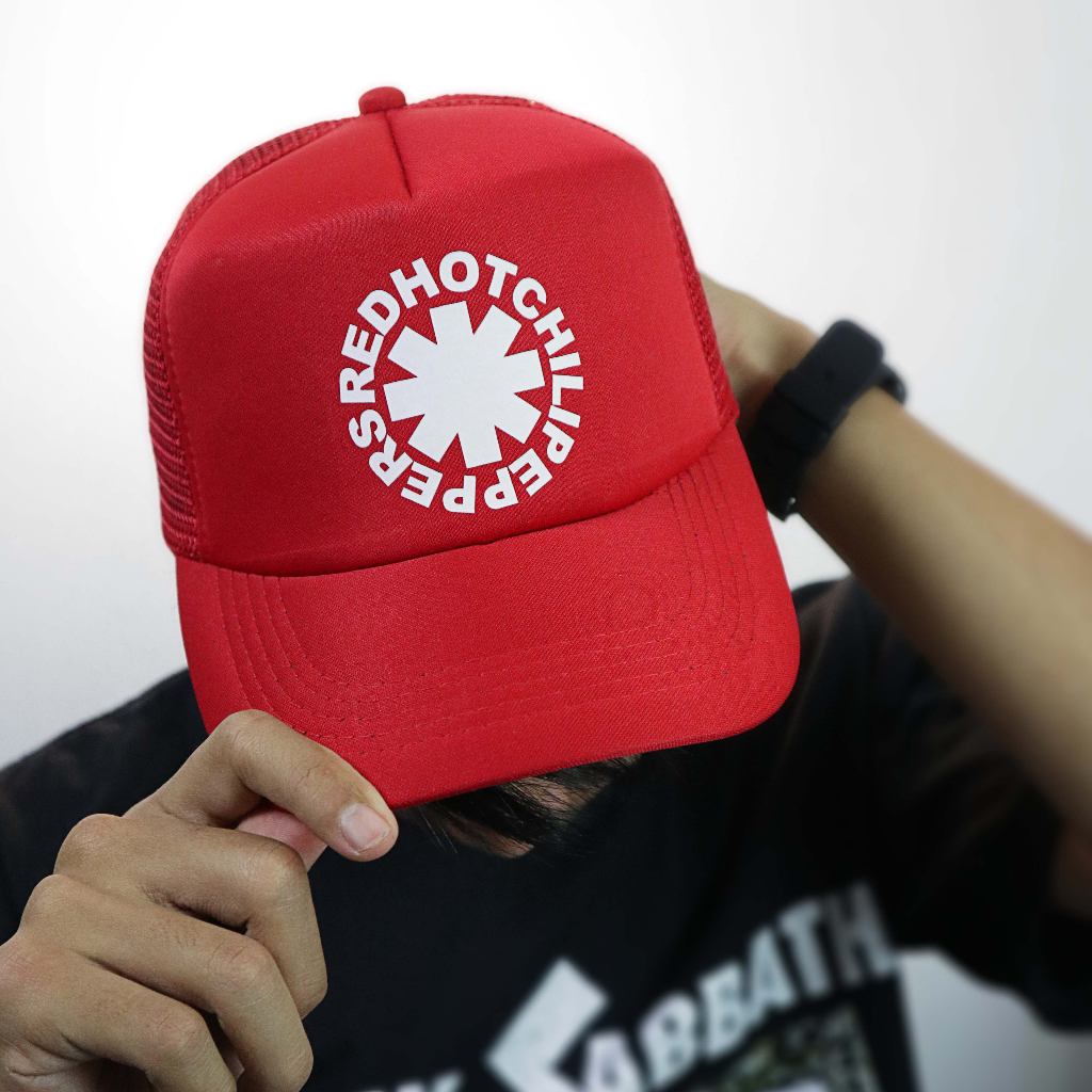 MERAH RHCP HAT - Red Hot Chilli Red Hat - หมวก Trucker สีแดง